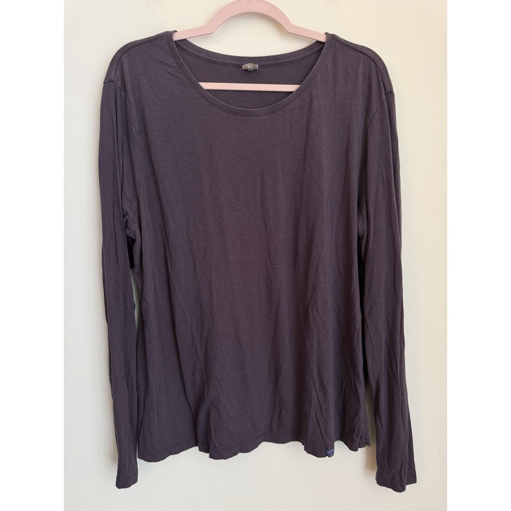 Onno Womens T Shirt 2XL Purple Eggplant Long Sleeve Organic Cotton Bamboo